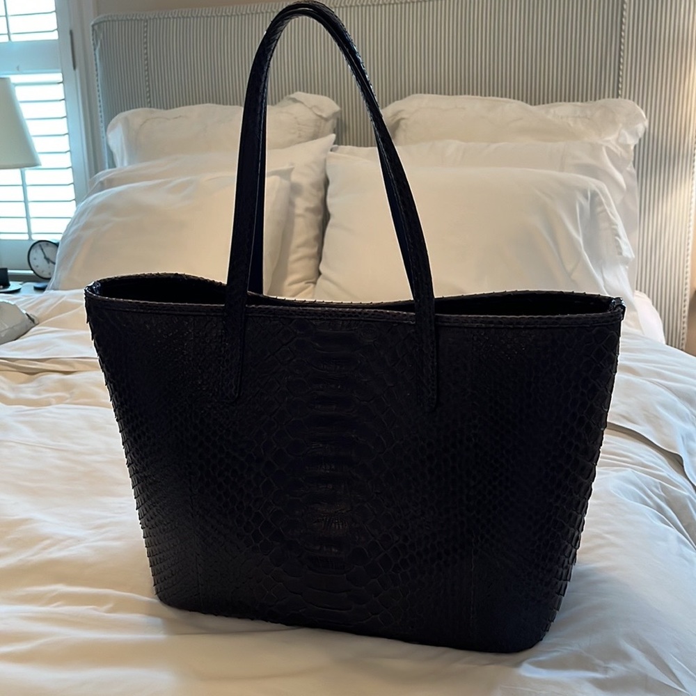 Silvano Biagini Navy Python Tote & Matching Poche… - image 6